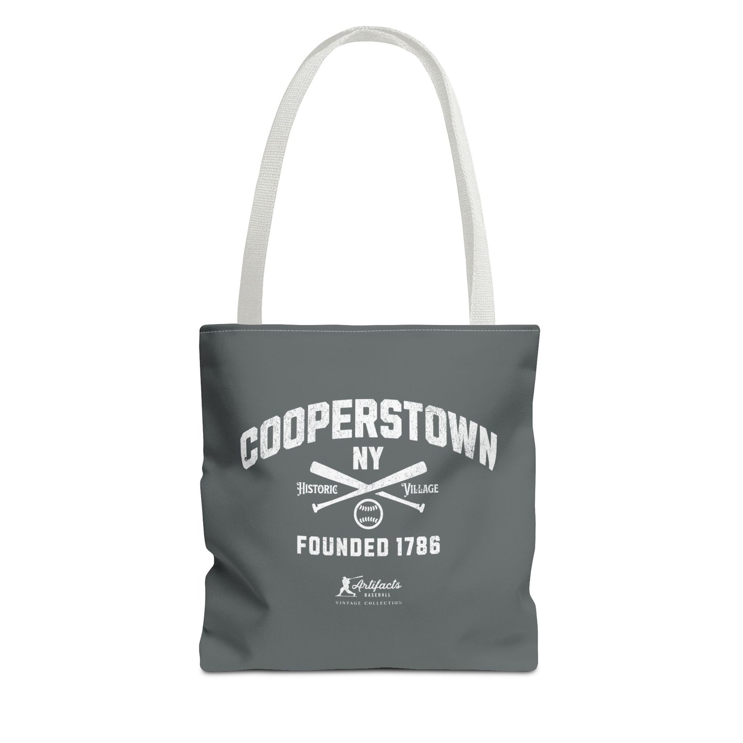 Cooperstown, NY Tote Bag_Dark Gray w White Print