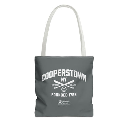 Cooperstown, NY Tote Bag_Dark Gray w White Print