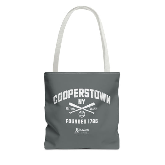Cooperstown, NY Tote Bag_Dark Gray w White Print