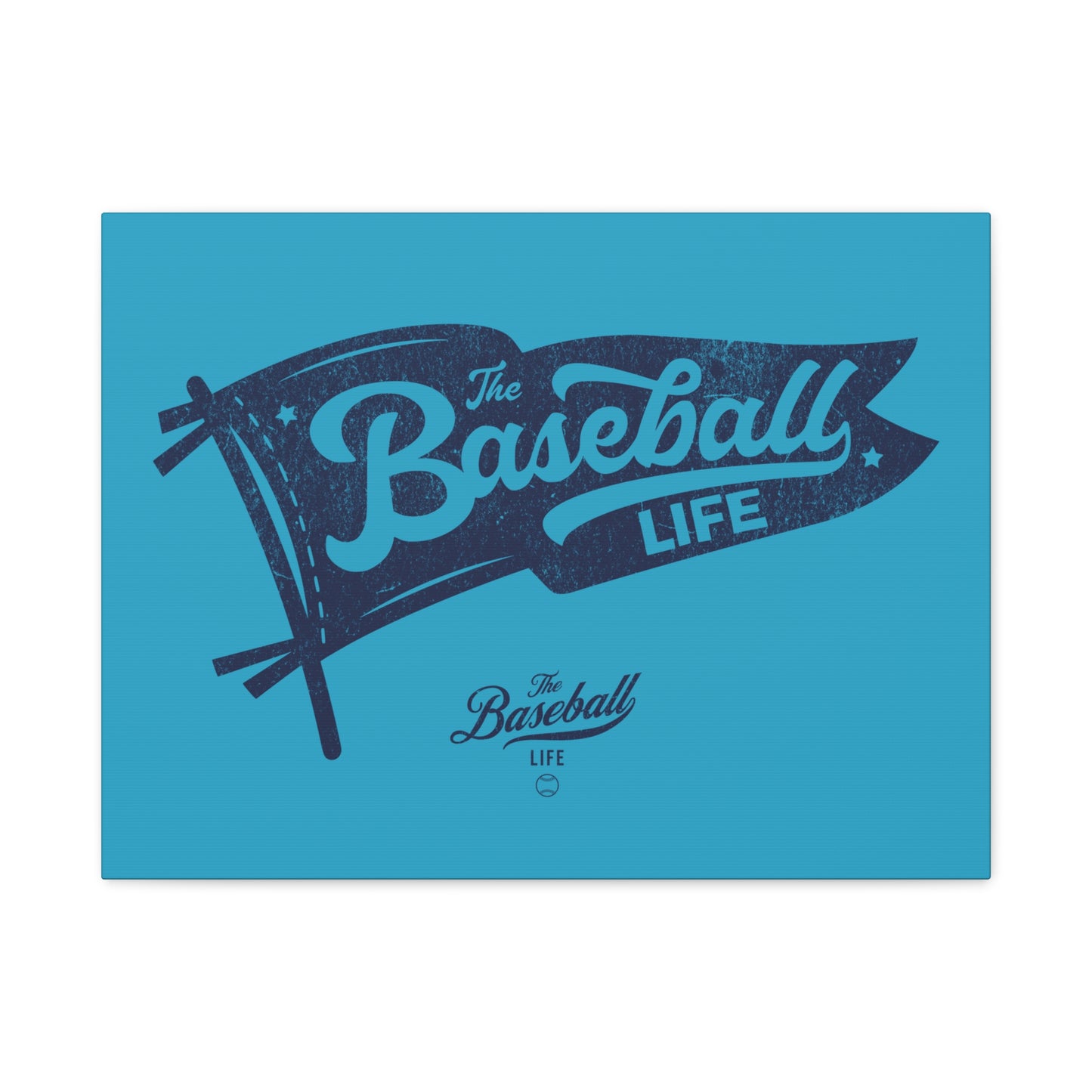 Classic Pennant Wall Art Canvas_Navy Print on Turquoise