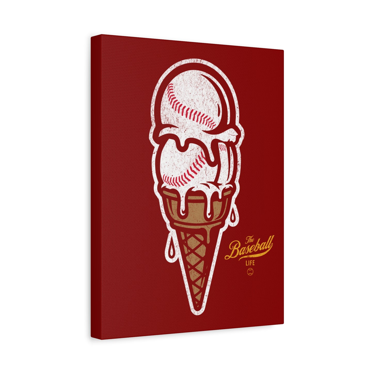 Baseball Ice Cream Cone Wall Art Canvas_Cardinal Red