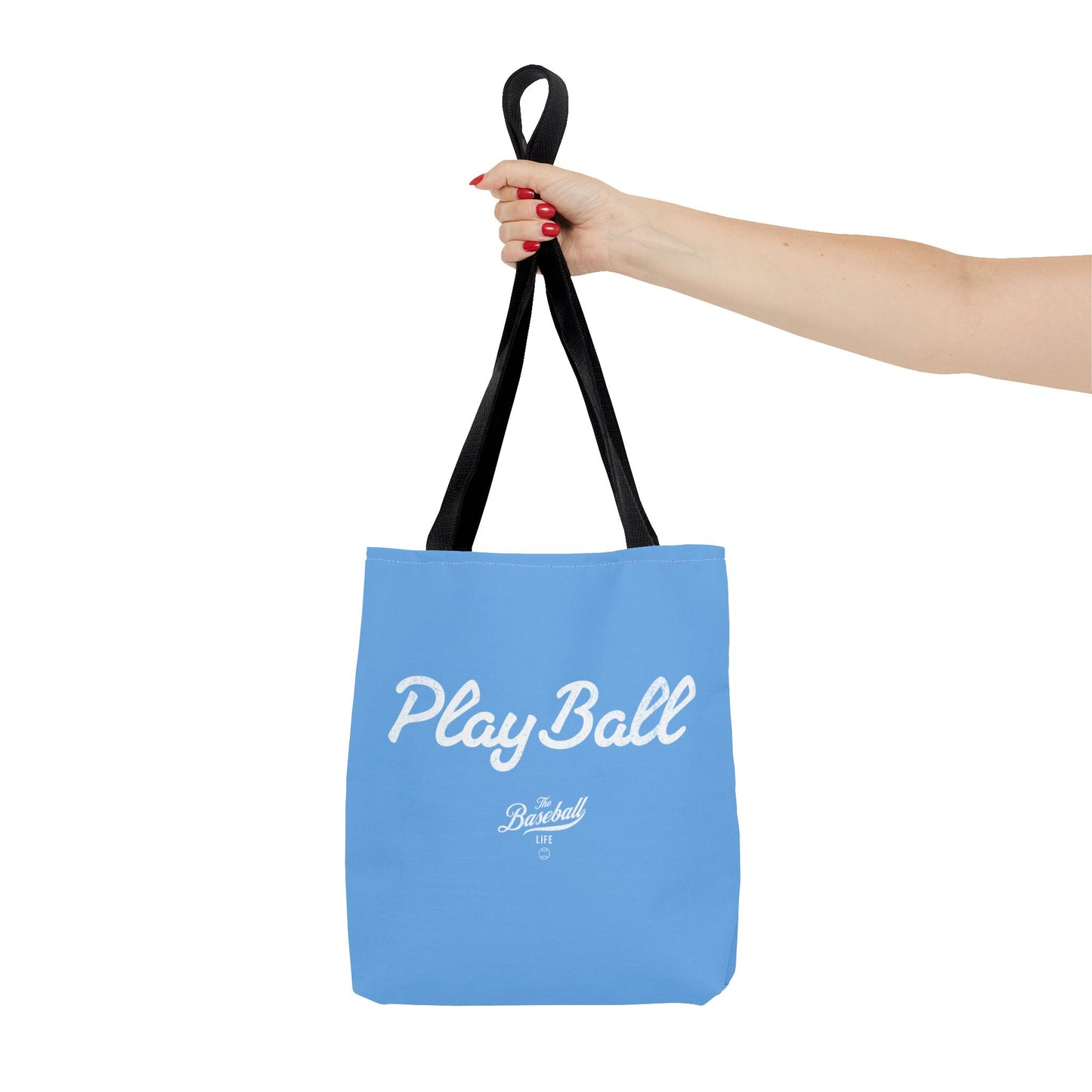 Play Ball Tote Bag_Carolina Blue with White Print