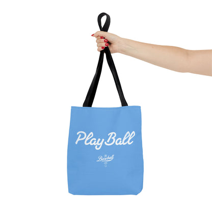 Play Ball Tote Bag_Carolina Blue with White Print