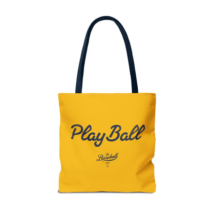 Play Ball Tote Bag_Yellow Gold with Navy Print