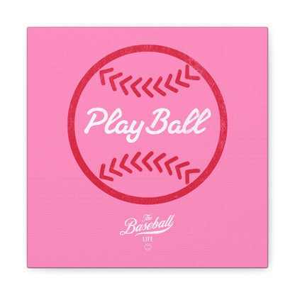 Play Ball Graphic Baseball Wall Art Canvas_Bubble Gum Pink