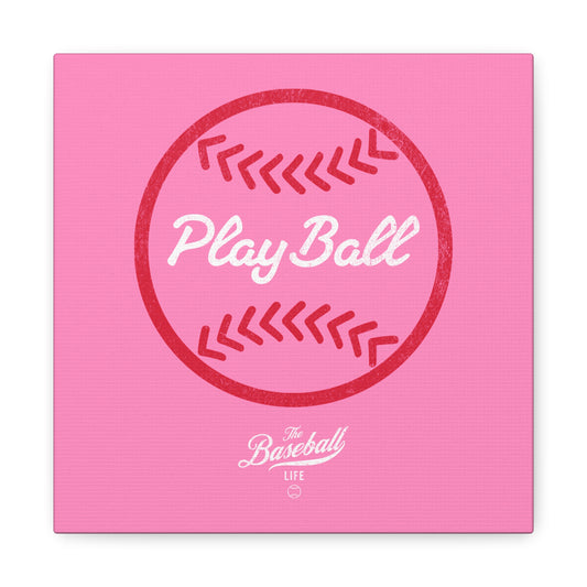 Play Ball Graphic Baseball Wall Art Canvas_Bubble Gum Pink