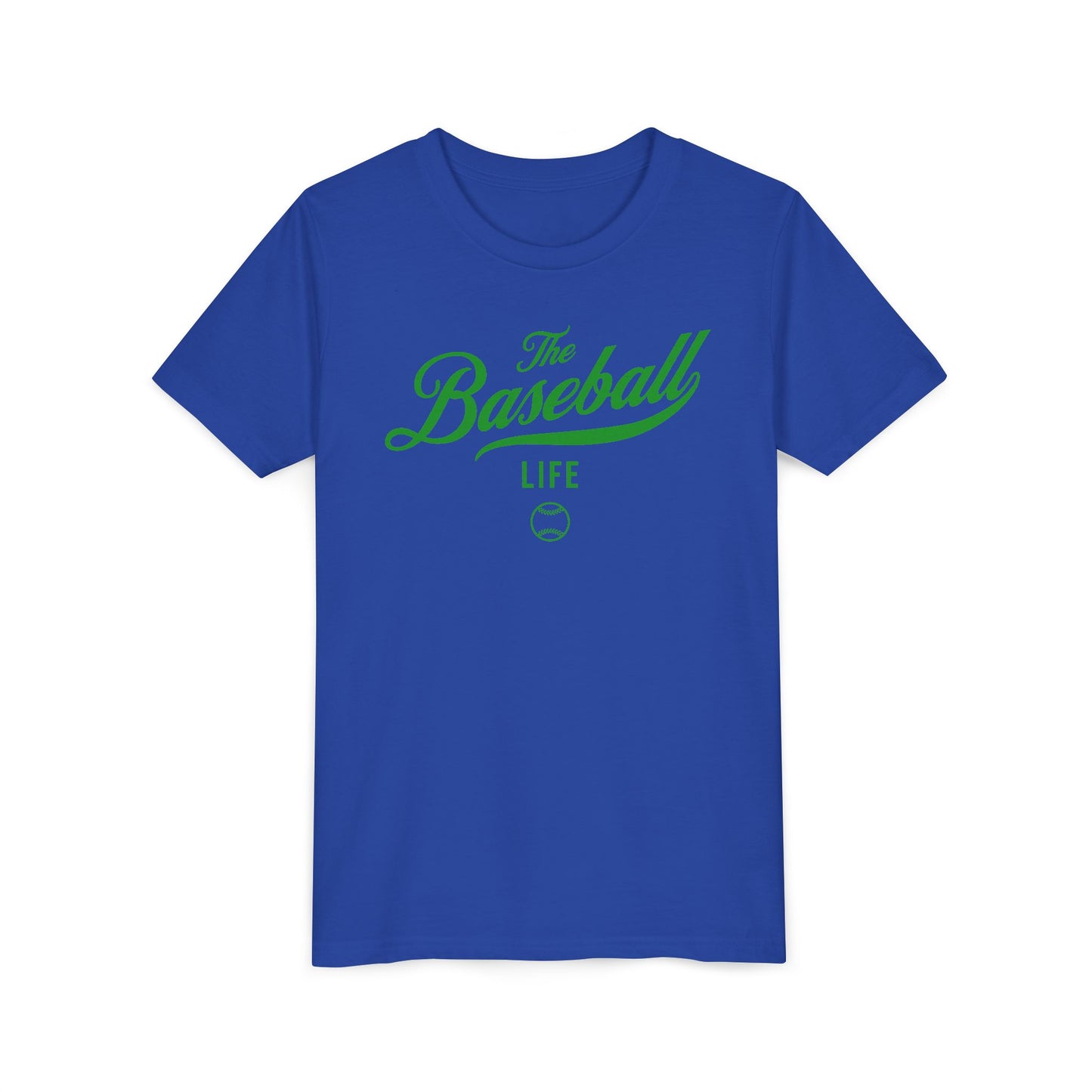 Youth The Baseball Life Classic Script T-Shirt_Green Print