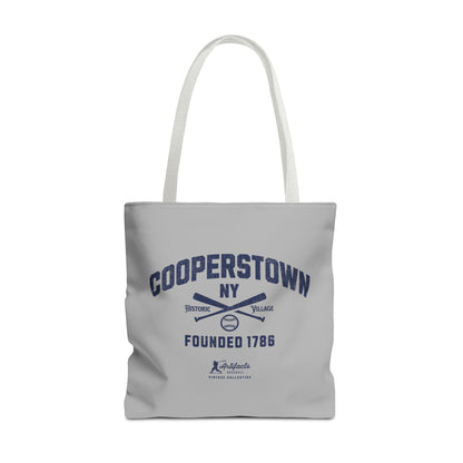 Cooperstown, NY Tote Bag_Light Gray w Navy Print
