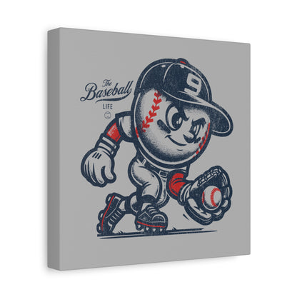 Mr. Baseball Mascot Fielding Wall Art Canvas