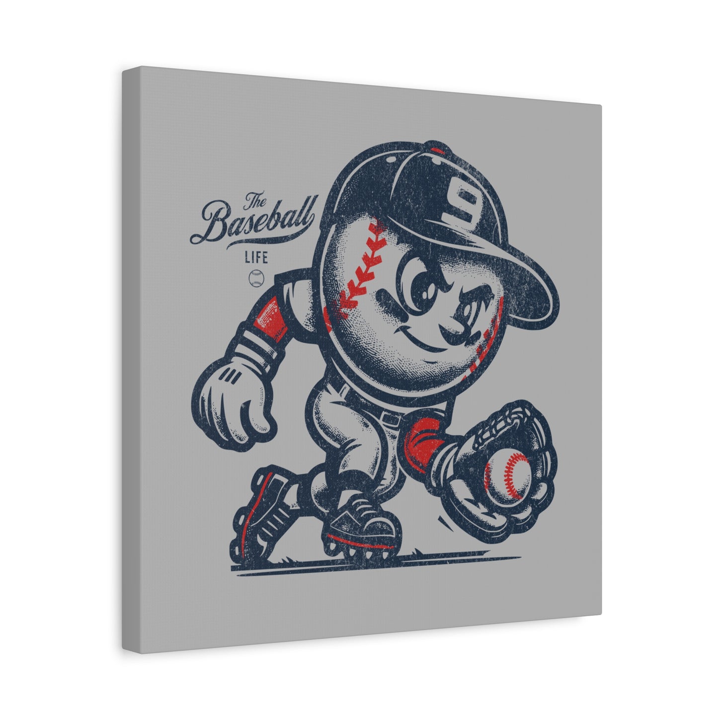 Mr. Baseball Mascot Fielding Wall Art Canvas