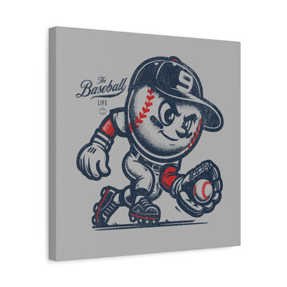 Mr. Baseball Mascot Fielding Wall Art Canvas