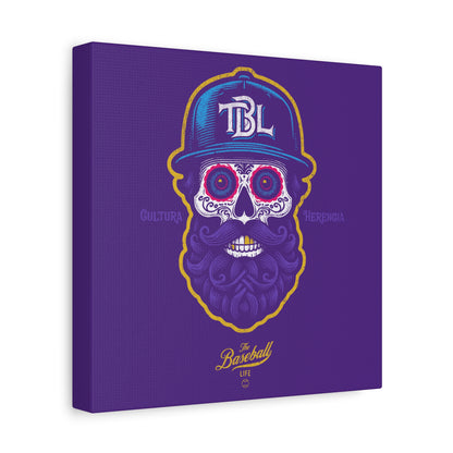 Beisbol Sugar Skull Series_Player 2  Wall Art Canvas_Purple
