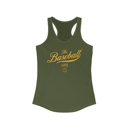 The Baseball Life Classic Script Tank_Yellow Gold Print