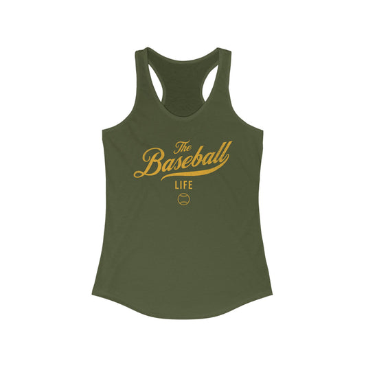 The Baseball Life Classic Script Tank_Yellow Gold Print