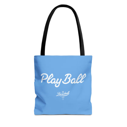 Play Ball Tote Bag_Carolina Blue with White Print