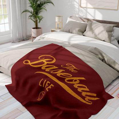 Fleece Blanket_Maroon w Yellow Gold Print