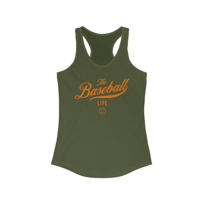 The Baseball Life Classic Script Tank_Orange Print