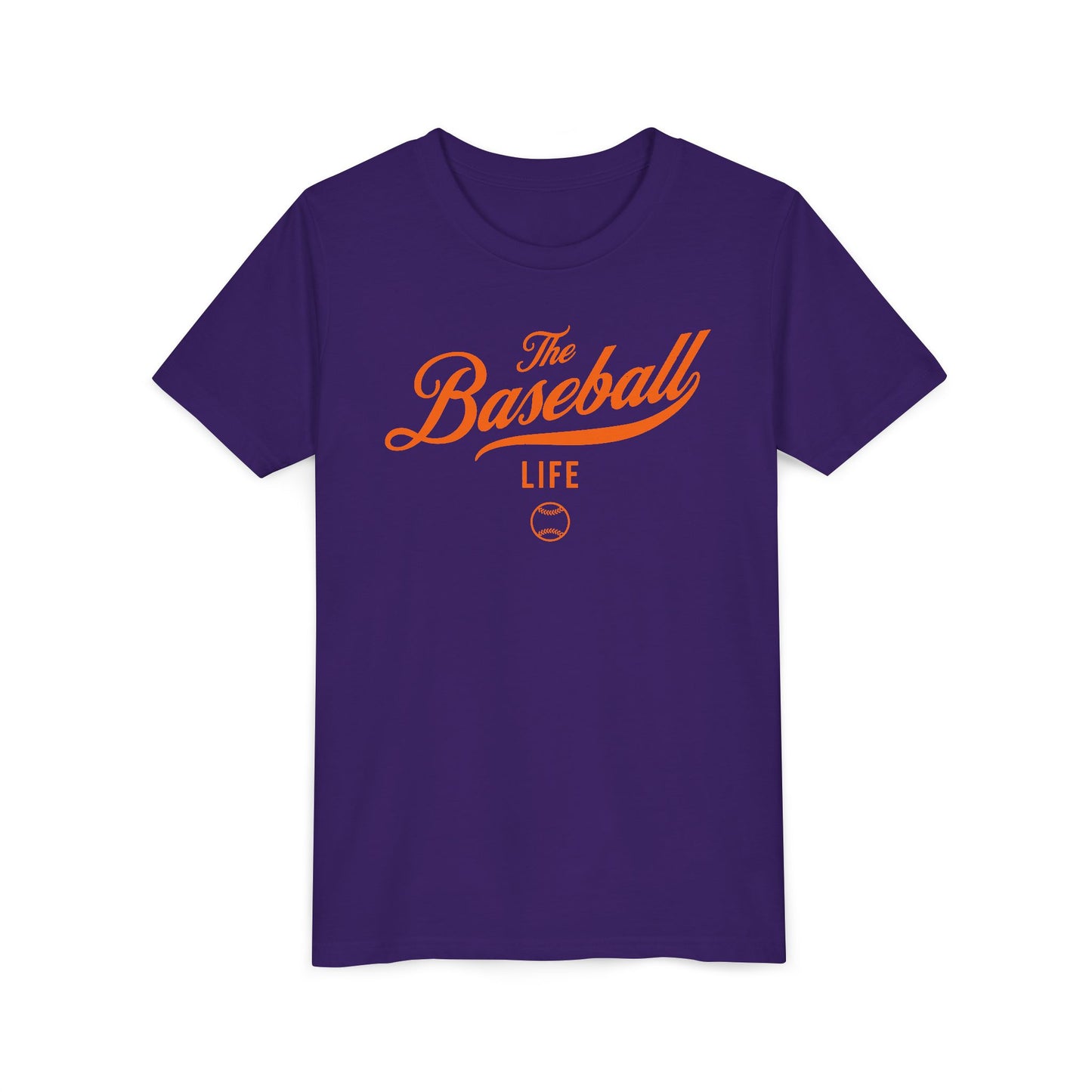 Youth The Baseball Life Classic Script T-Shirt_Orange Print