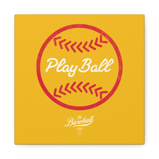 Play Ball Graphic Baseball Wall Art Canvas_Yellow Gold