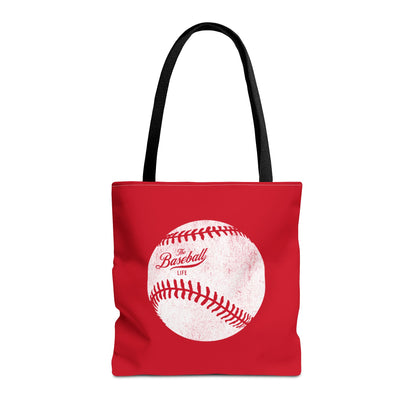 Weathered Baseball Tote Bag_Red