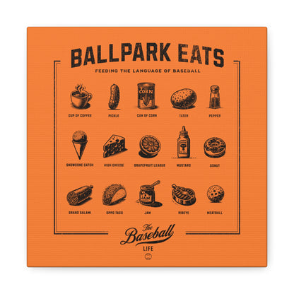 Ballpark Eats_Feeding the Language of Baseball Wall Art Canvas_Orange
