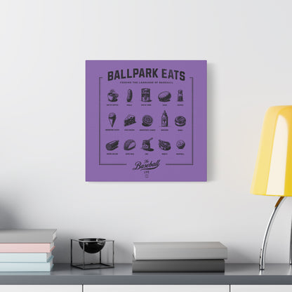 Ballpark Eats_Feeding the Language of Baseball Wall Art Canvas_Light Purple