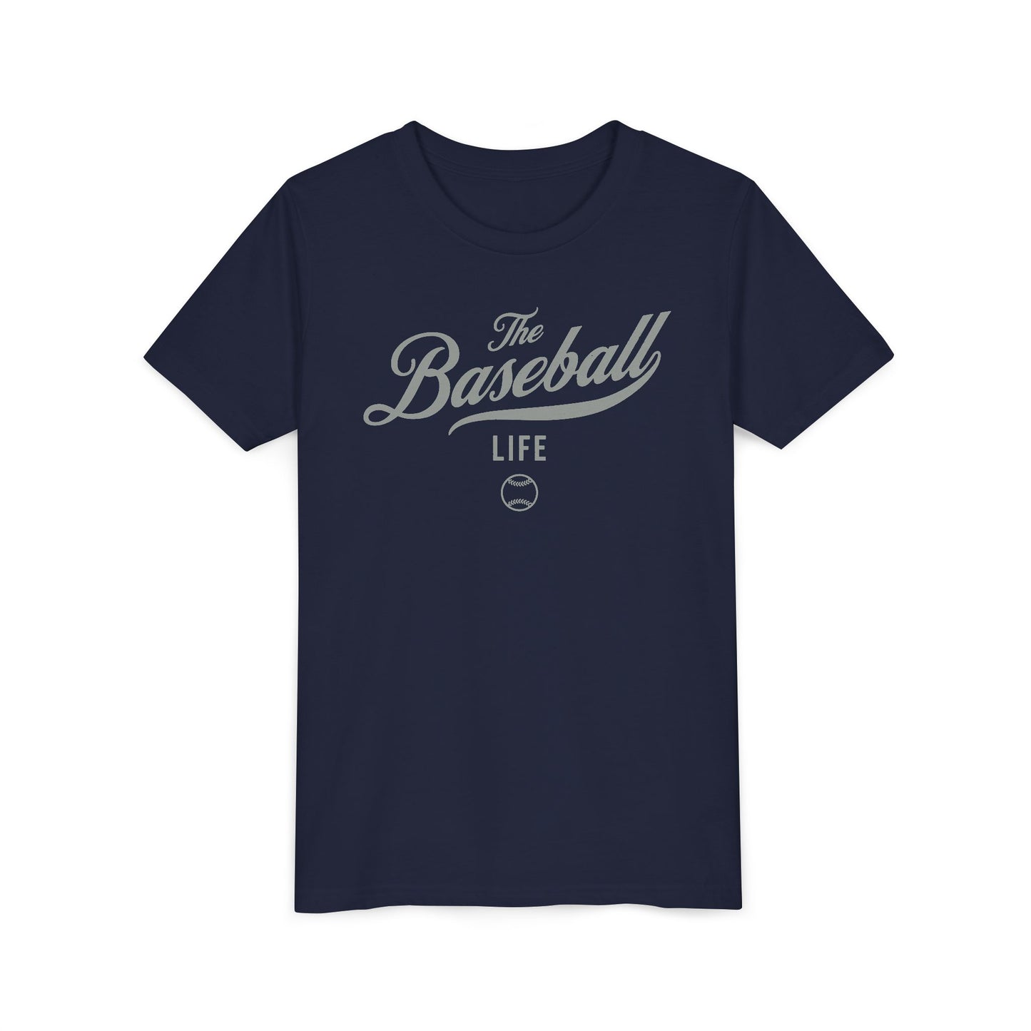 Youth The Baseball Life Classic Script T-Shirt_Silver Gray Print
