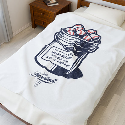 Velveteen Plush Blanket_Bucket of Balls (The Will To Prepare)_White