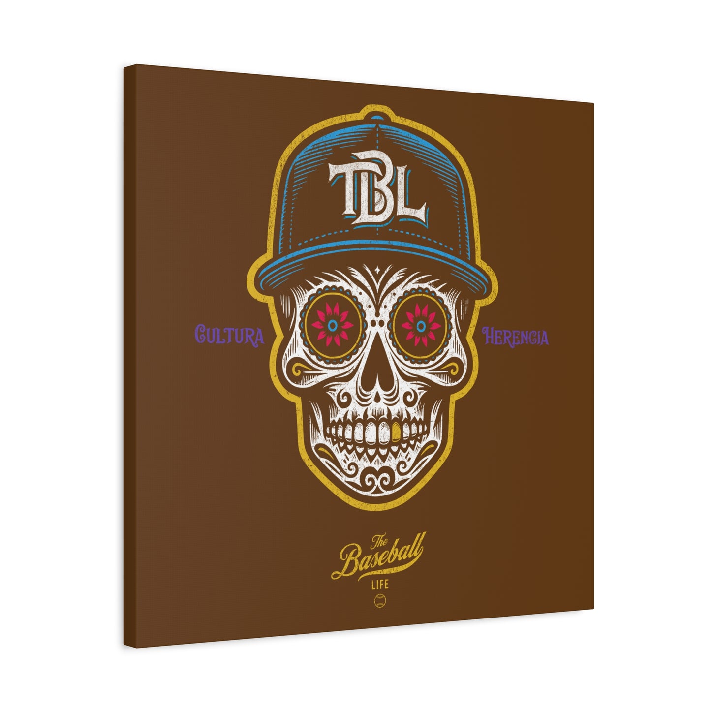 Beisbol Sugar Skull Series_Player 1  Wall Art Canvas_Brown