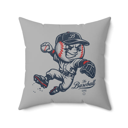 Accent Pillow Mr. Baseball Mascot Leaping Throw