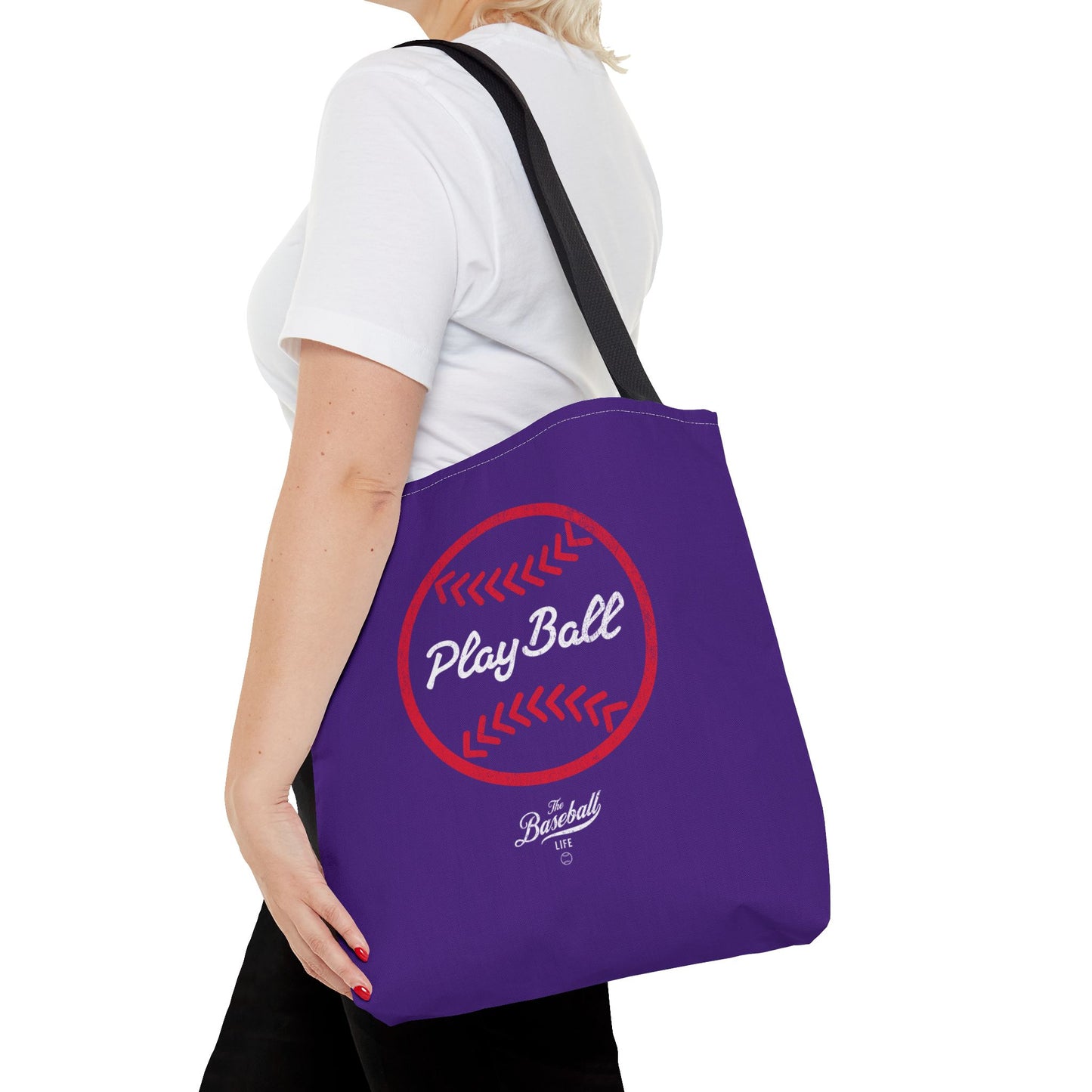 Baseball Icon Play Ball Tote Bag_Purple