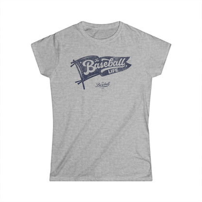 Women's Vintage Baseball Pennant T-Shirt - Navy Print