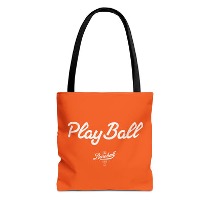 Play Ball Tote Bag_Orange with White Print