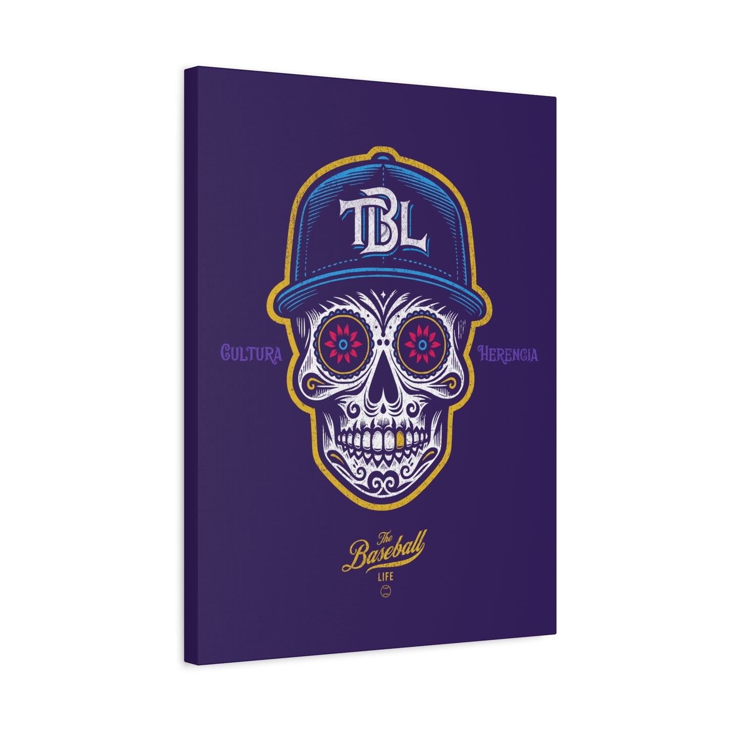 Beisbol Sugar Skull Series_Player 1 Wall Art Canvas_Purple