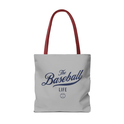 The Baseball Life Tote Bag_Gray w Navy Print