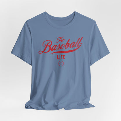 The Baseball Life Classic Script T-Shirt_Red Print