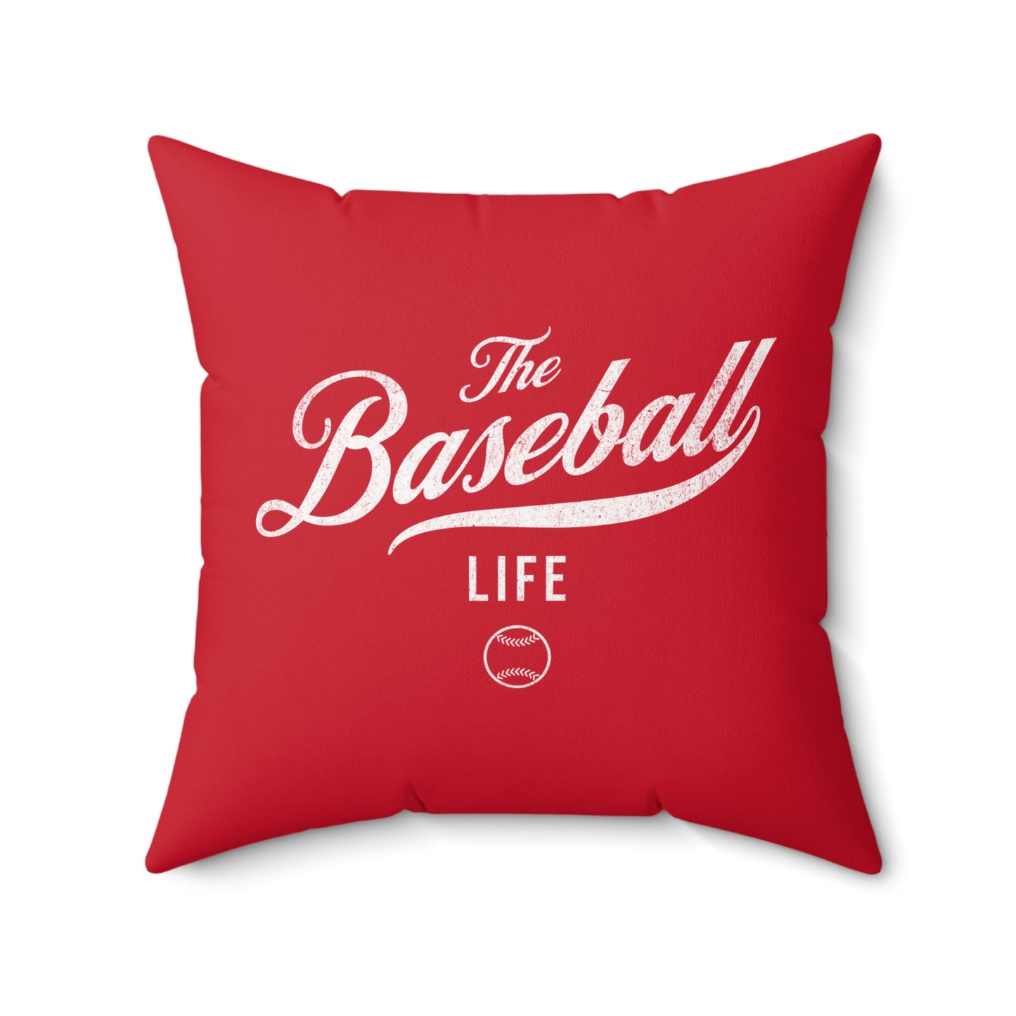 The Baseball Life Accent Pillow_Red w White Print