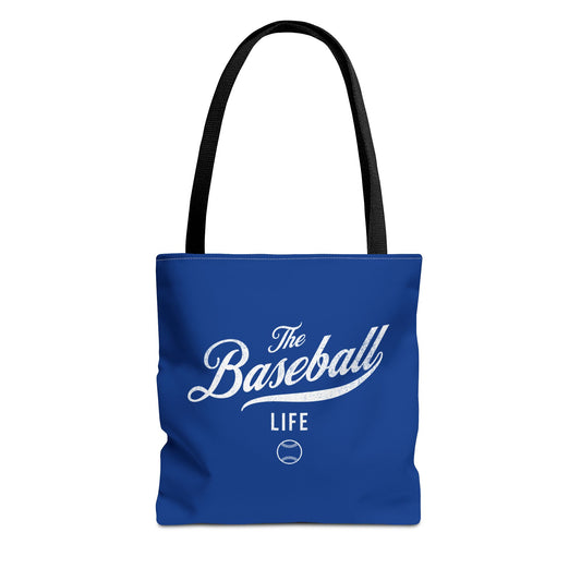 The Baseball Life Tote Bag_Royal Blue w White Print