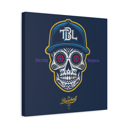 Beisbol Sugar Skull Series_Player 1  Wall Art Canvas_Navy