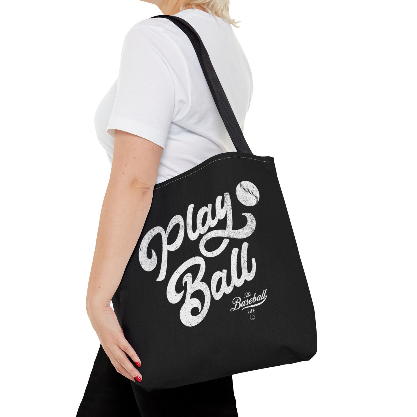 Play Ball Script Tote Bag_Black