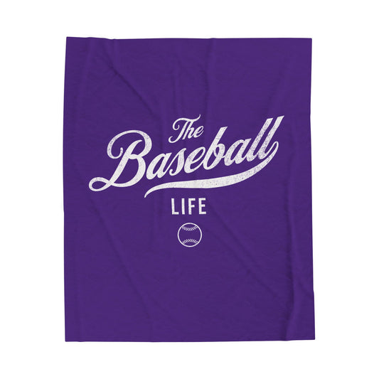 Velveteen Plush Blanket_Purple with White Print