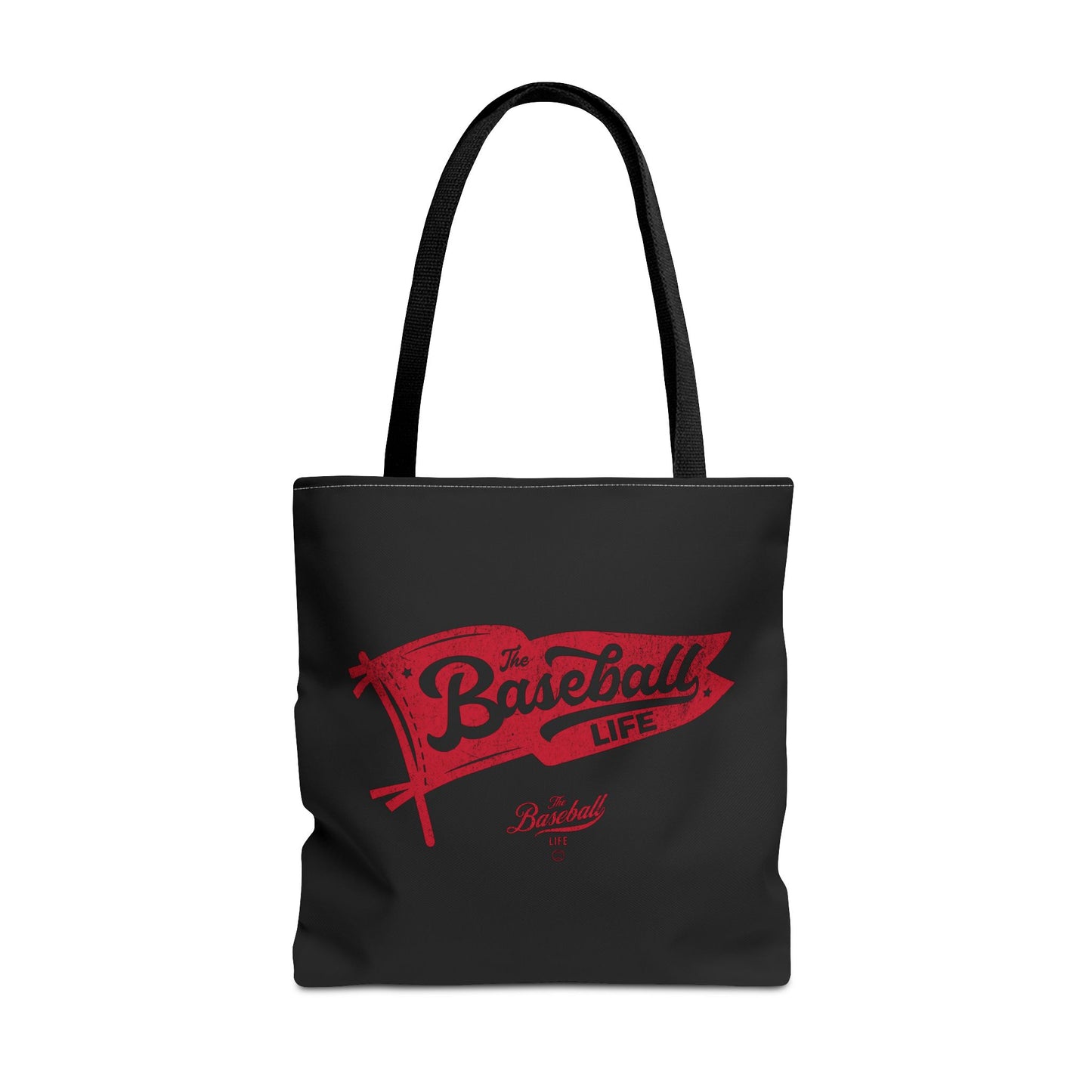 Vintage Pennant Tote Bag_Red Print on Black