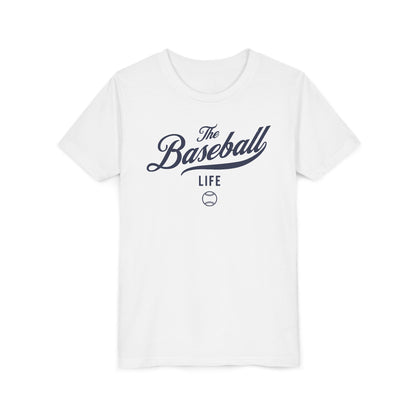 Youth The Baseball Life Classic Script T-Shirt_Navy Print