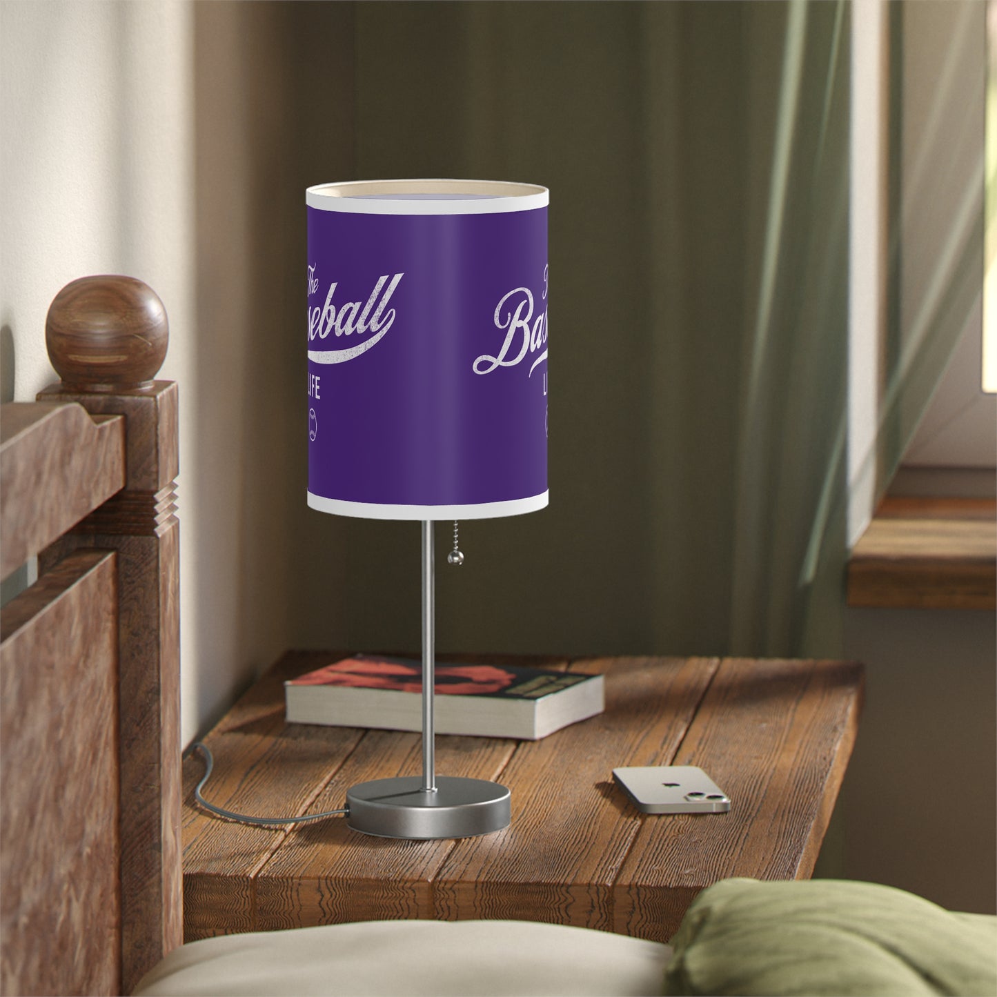 Table Lamp_Purple w White Print