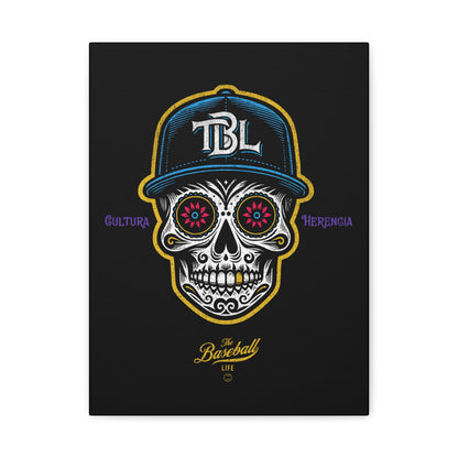 Beisbol Sugar Skull Series_Player 1 Wall Art Canvas_Black