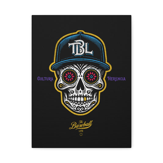 Beisbol Sugar Skull Series_Player 1 Wall Art Canvas_Black