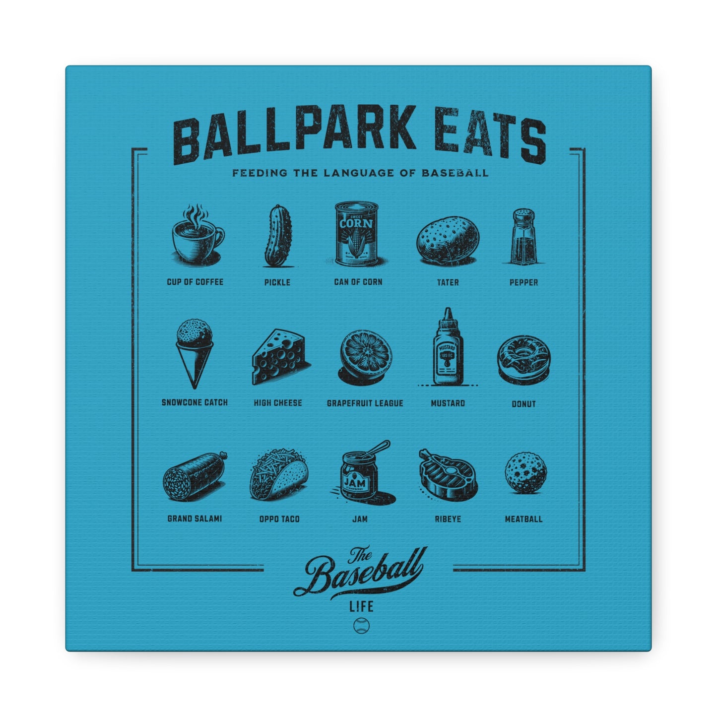 Ballpark Eats_Feeding the Language of Baseball Wall Art Canvas_Aqua