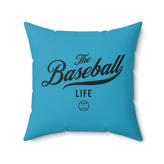 The Baseball Life Accent Pillow_Turquoise w Black Print
