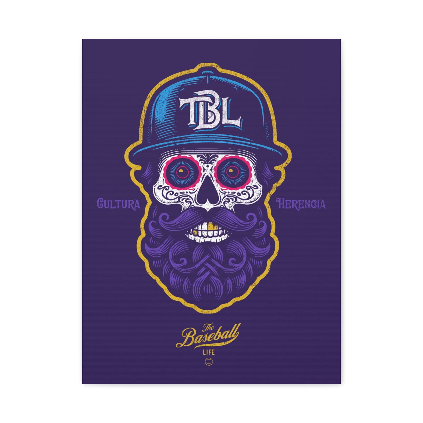 Beisbol Sugar Skull Series_Player 2 Wall Art Canvas_Purple
