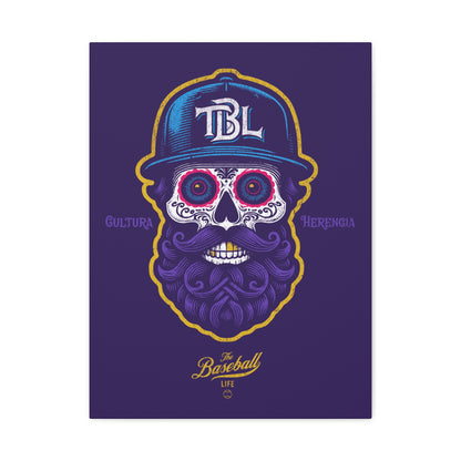 Beisbol Sugar Skull Series_Player 2 Wall Art Canvas_Purple